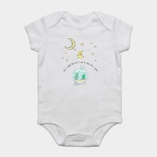 Fantasy small golden fish to shine like a star in the sky with the moon and motivational quote. Baby Bodysuit